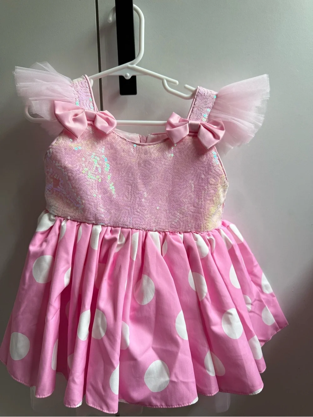 Pink Polka Dot Tulle Bow Dress (Minnie Mouse Costume)